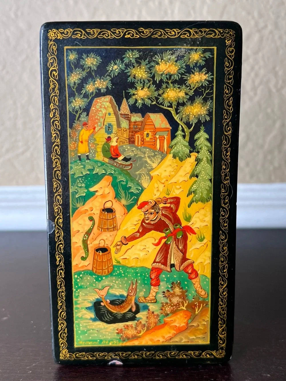 Vintage 1980s Russian Mstera Lacquer Box, By the Pike’s Command